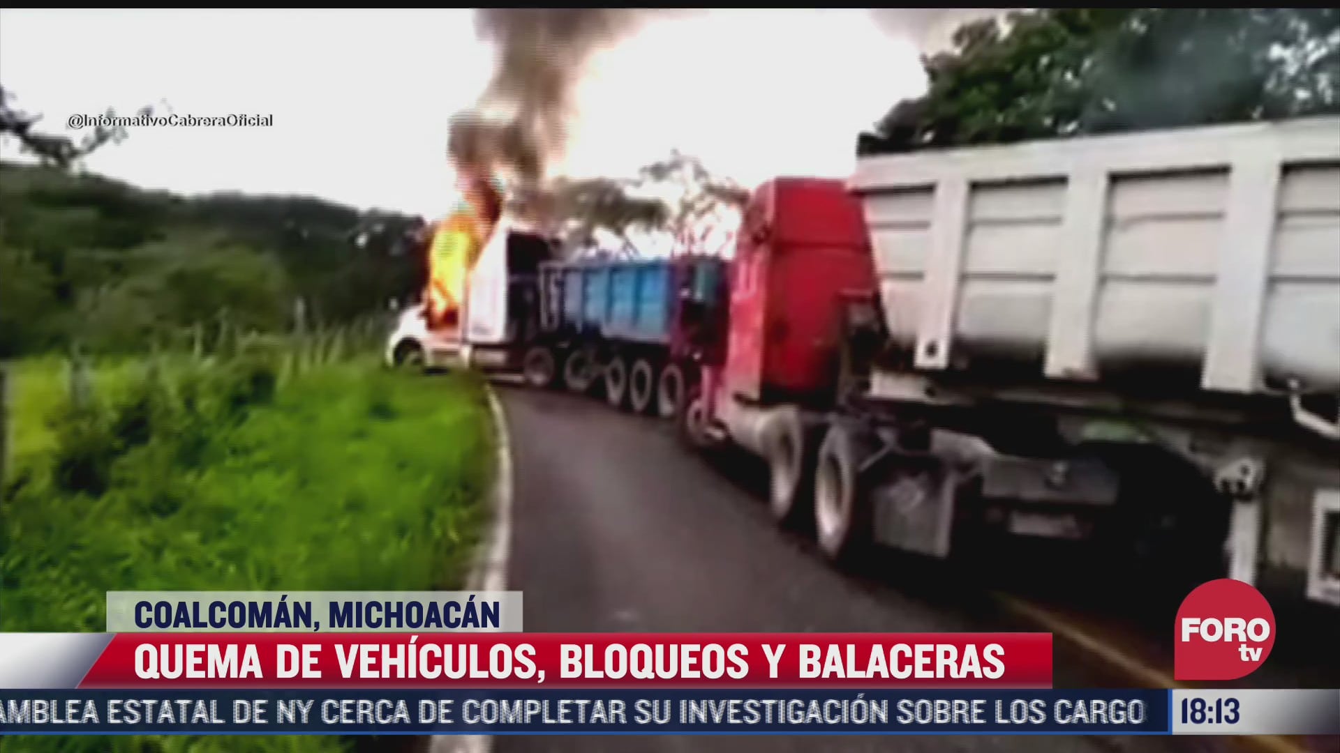 video quema de vehiculos bloqueos y balaceras en michoacan