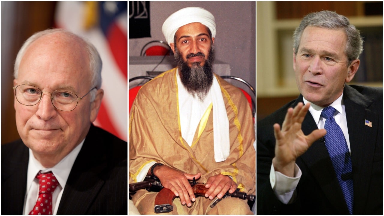 Dick Cheney, Osama bin Laden, George W Bush, 11 de septiembre, atentados terroristas, collage