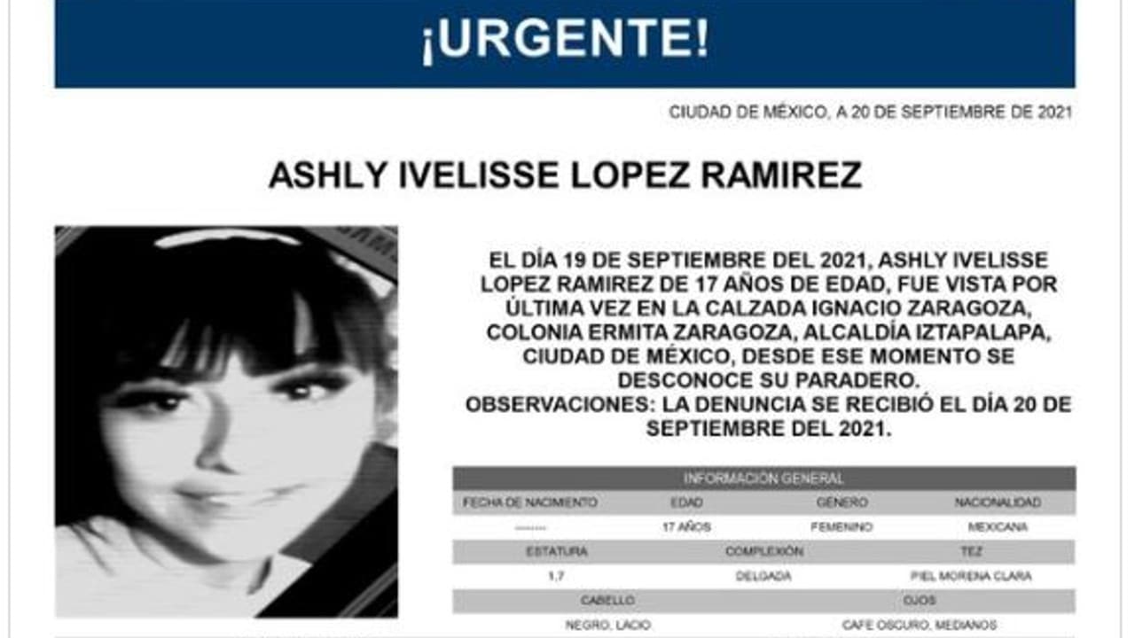 Activan Alerta Amber para Ashly Ivelisse López Ramírez
