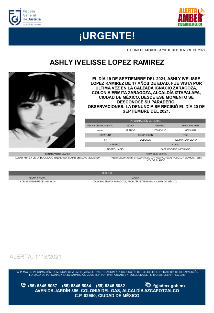 Activan Alerta Amber para localizar a Ashly Ivelisse López Ramírez