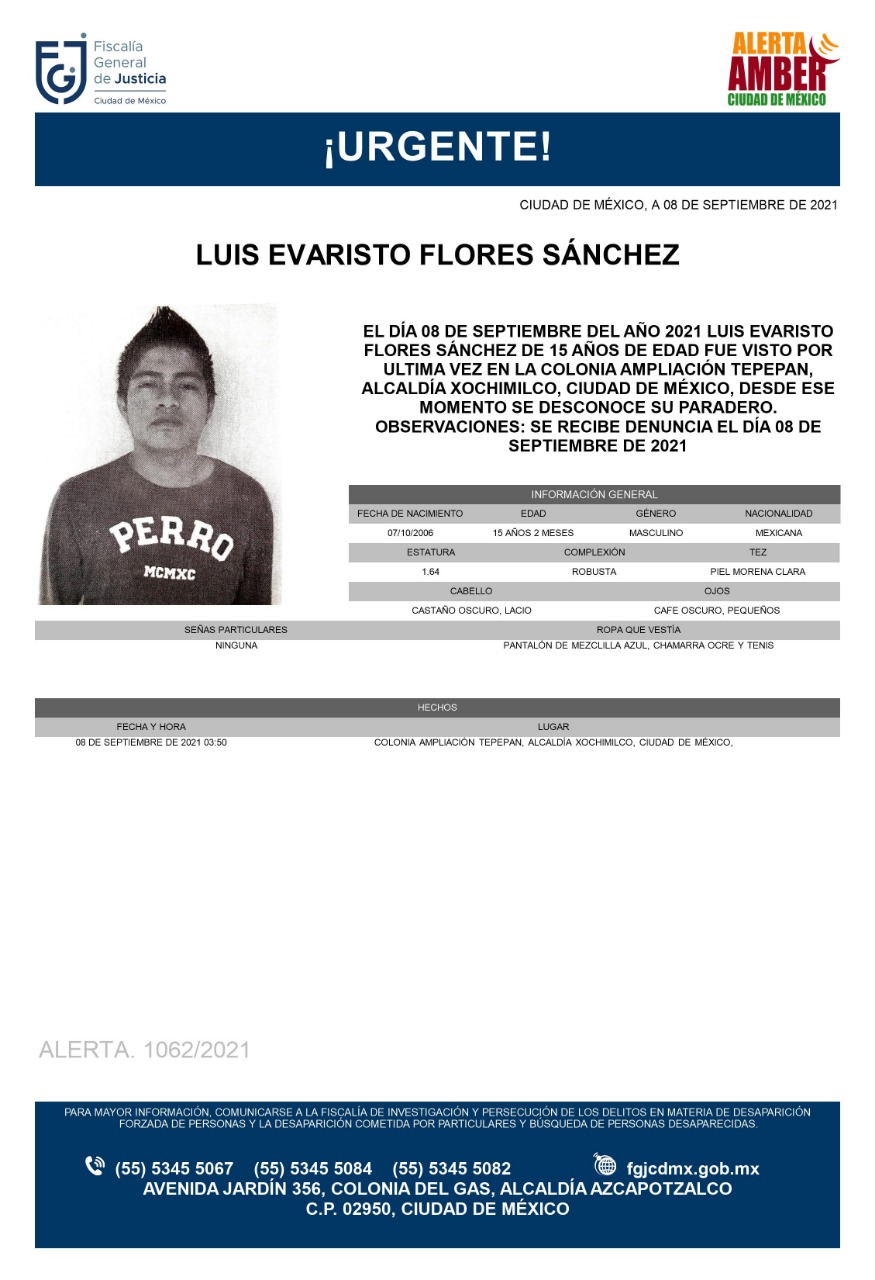 Activan Alerta Amber para localizar a Luis Evaristo Flores Sánchez