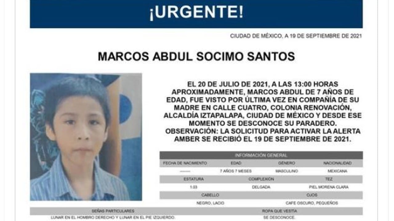 Activan Alerta Amber para localizar a Marcos Abdul Socimo Santos