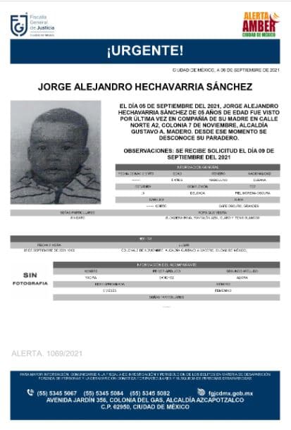 Activan Alerta Amber para localizar a Jorge Alejandro Hechavarria Sánchez