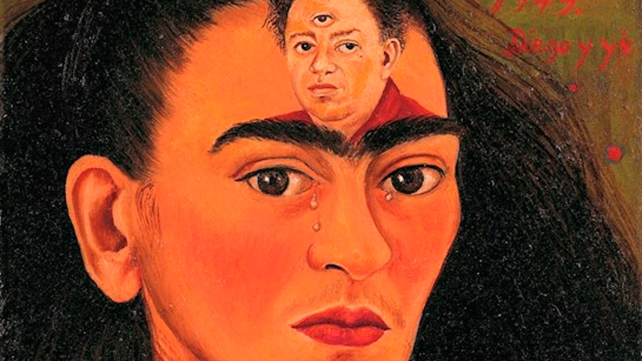 La obra "Diego y yo", un autorretrato de Frida Kahlo donde aparece su busto con una imagen de su marido, Diego Rivera, sobre la frente