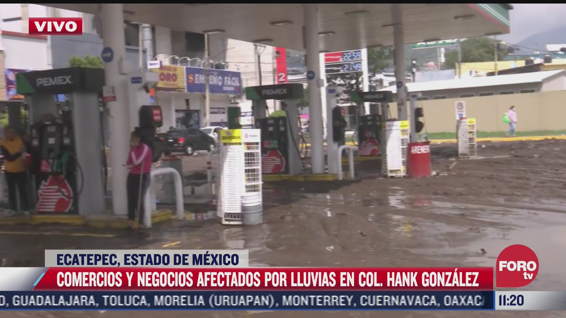 gasolineras y negocios afectados por lluvia en colonia hank gonzalez en ecatepec