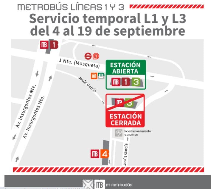 Semovi informó que estará cerrada la estación Buenavista del Metrobús, de la Línea 3