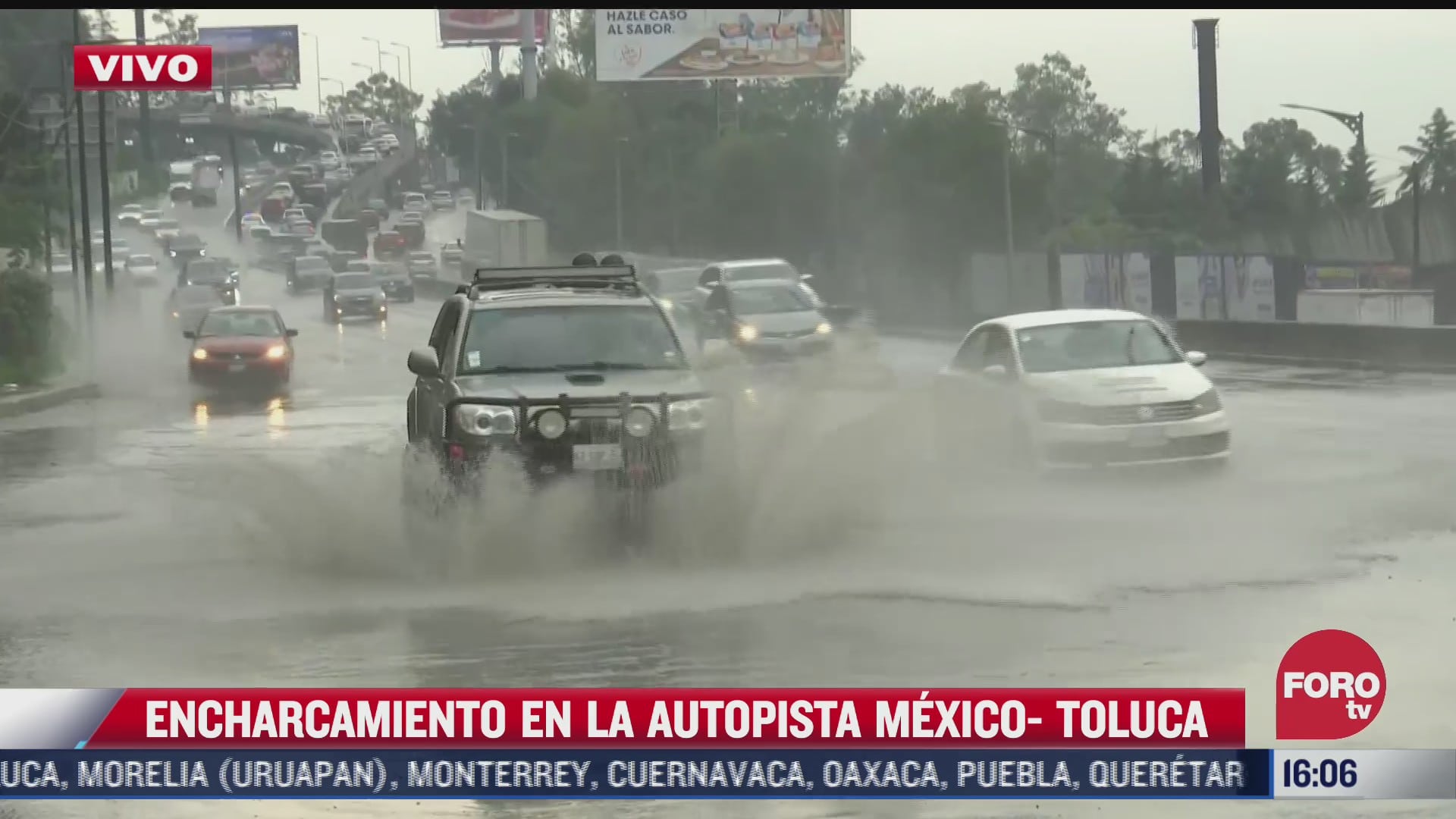 reportan encharcamientos en la carretera mexico toluca