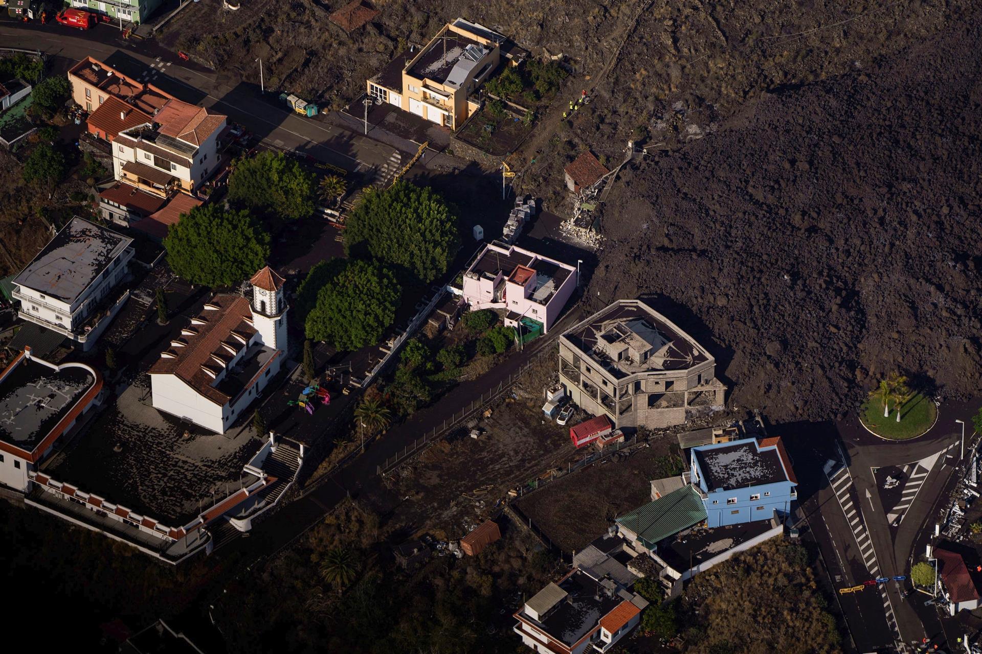 Daño y afectaciones de la lava del volcán La Palma en la isla española