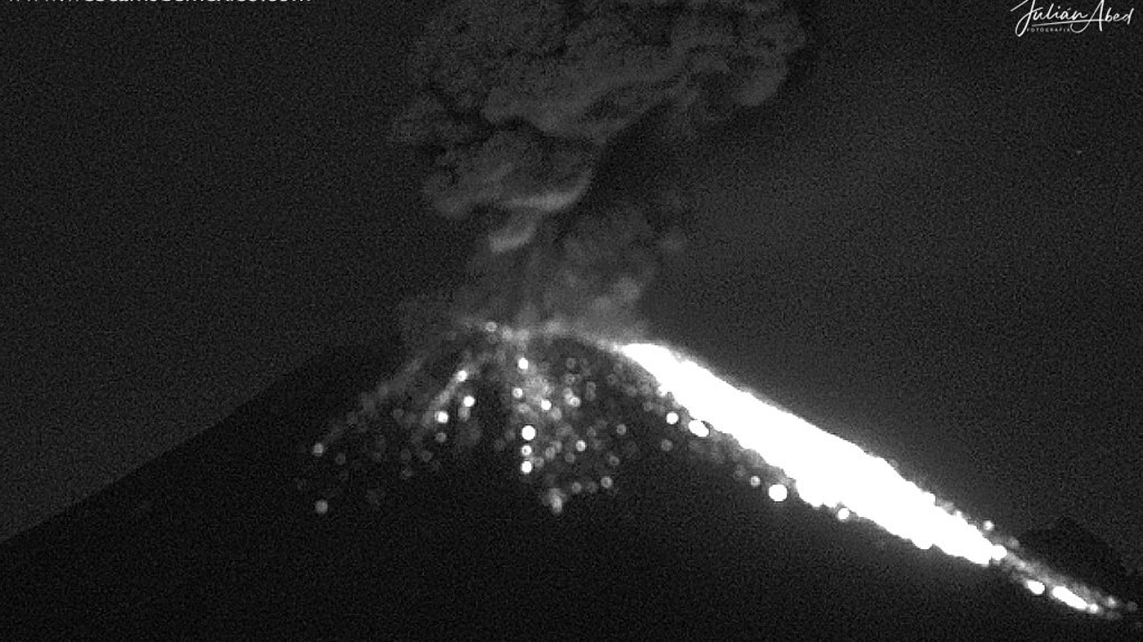 La explosión del volcán Popocatépetl de las 6:36 horas.