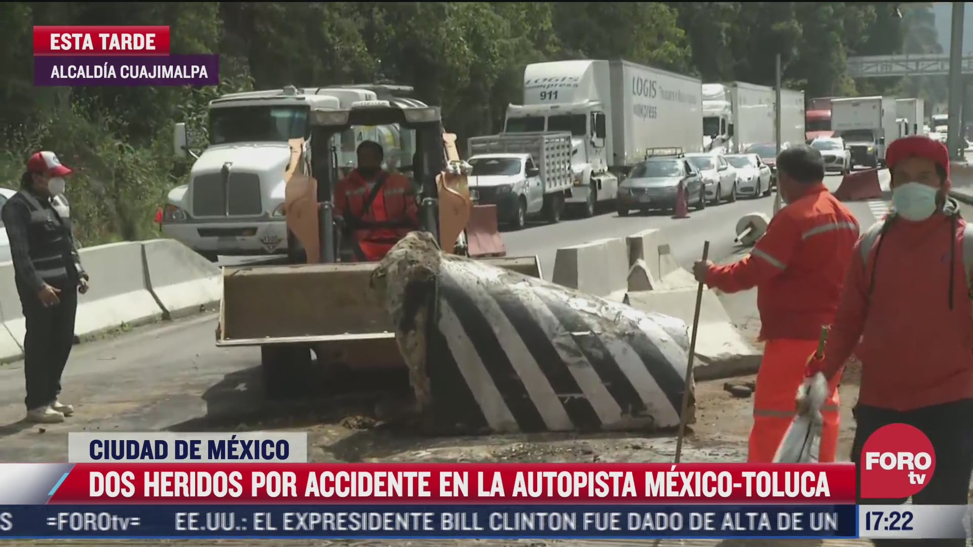 accidente deja dos heridos sobre autopista mexico toluca