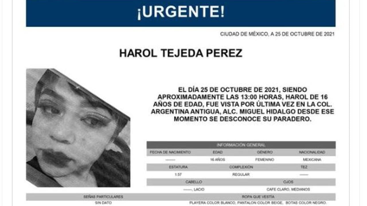 Activan Alerta Amber para localizar a Harol Tejeda Pérez