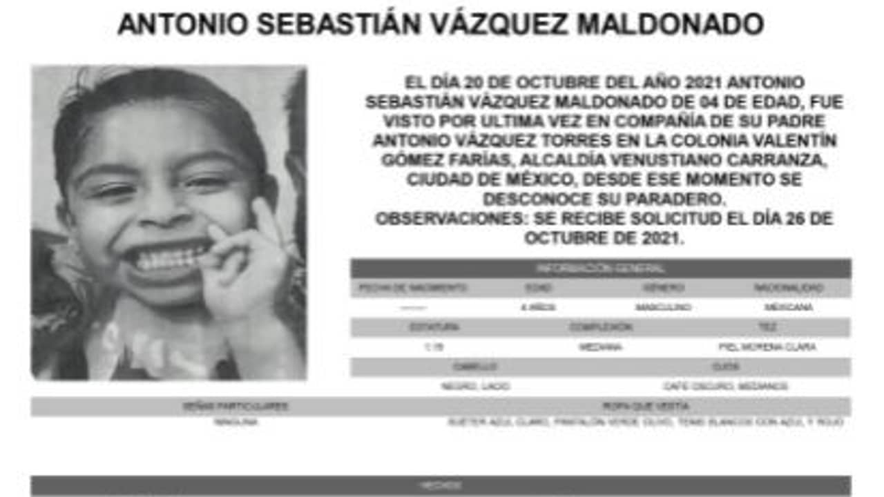 Activan Alerta Amber para localizar a Antonio Sebastián Vázquez
