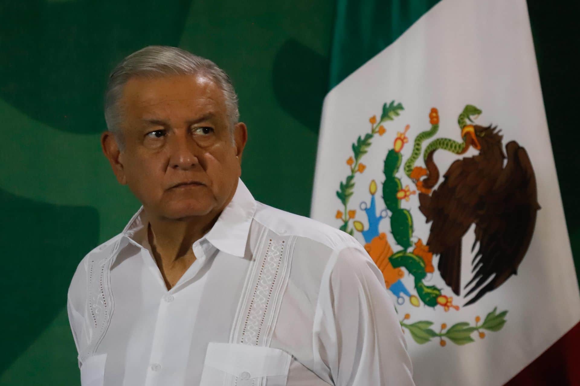 El presidente Andrés Manuel López Obrador en su conferencia de prensa matutina desde Mérida, Yucatán.