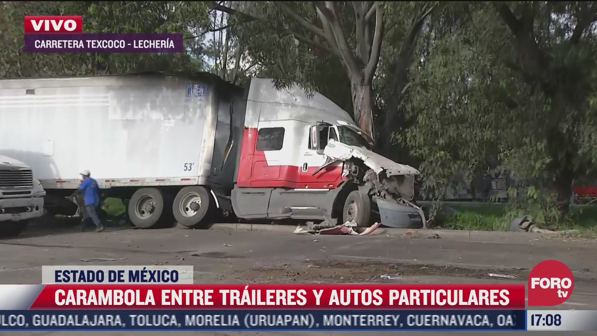 carambola entre traileres y autos particulares en carretera texcoco lecheria