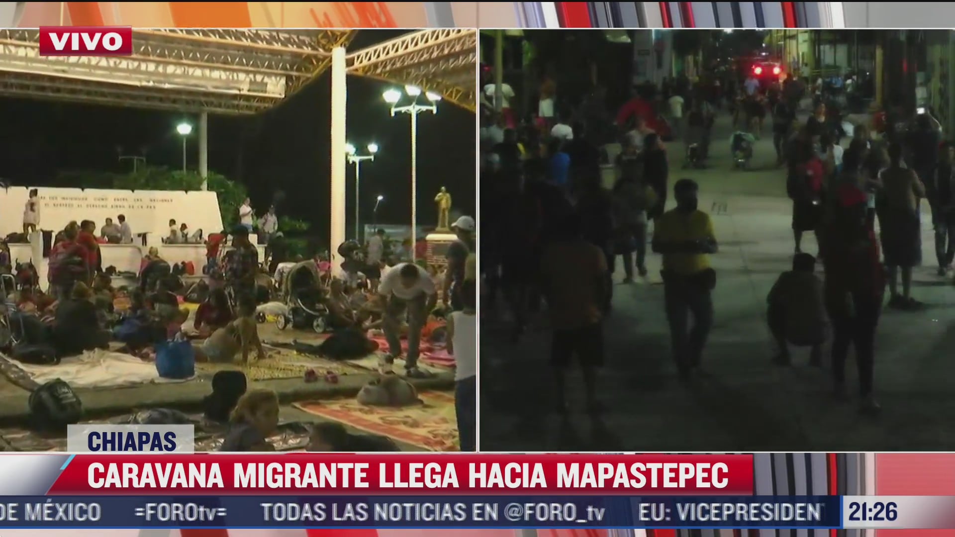 Caravana migrante llega a Mapastepec, Chiapas