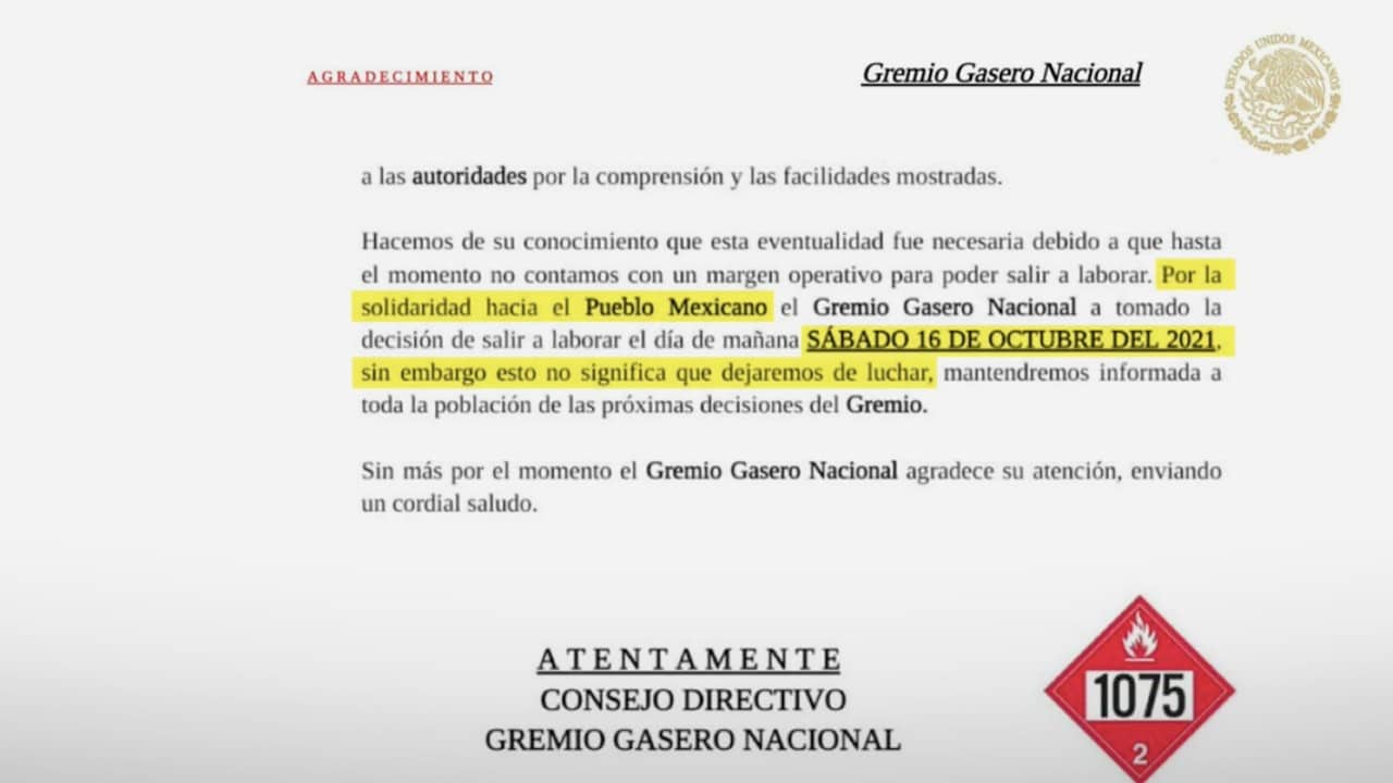 Gremio gasero anuncia que dará servicio este sábadp en solidaridad con los capitalinos