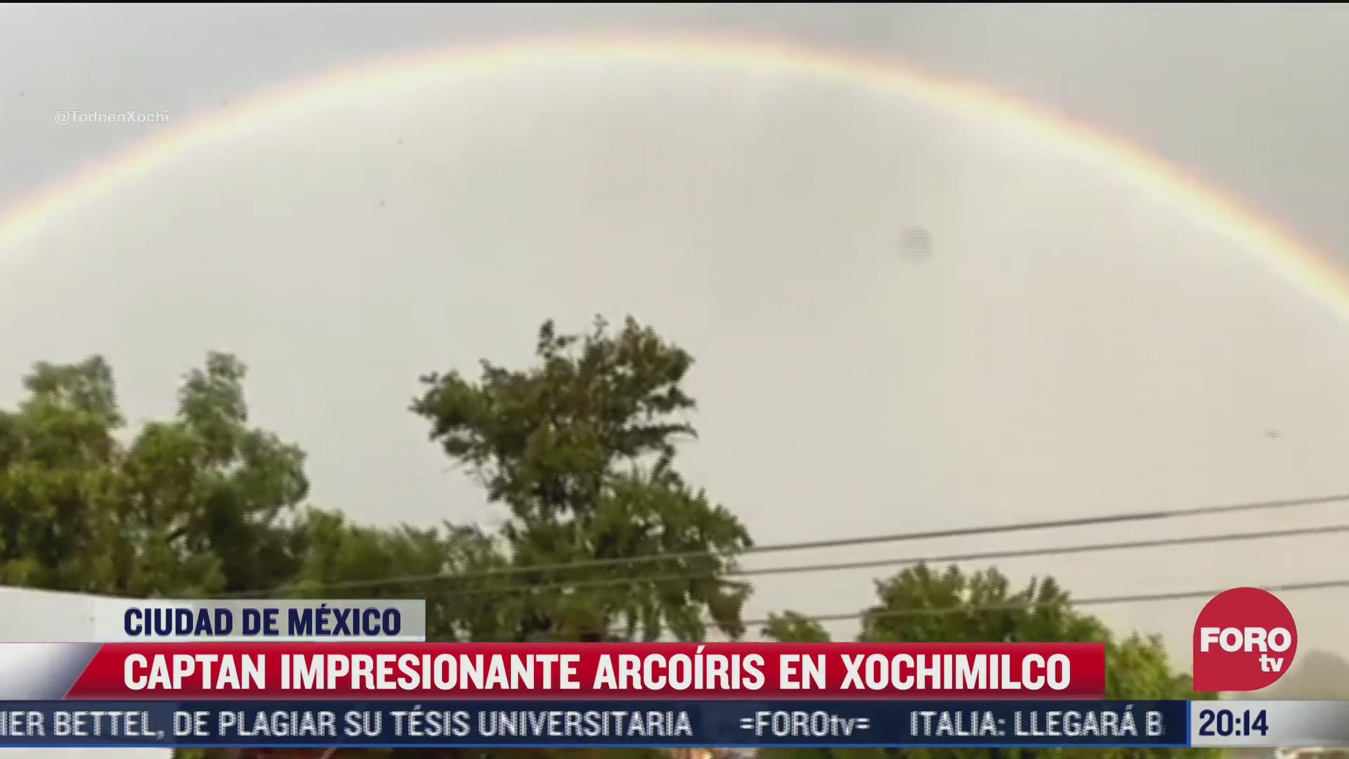 enorme arcoiris adorna el cielo de xochimilco tras intensa lluvia