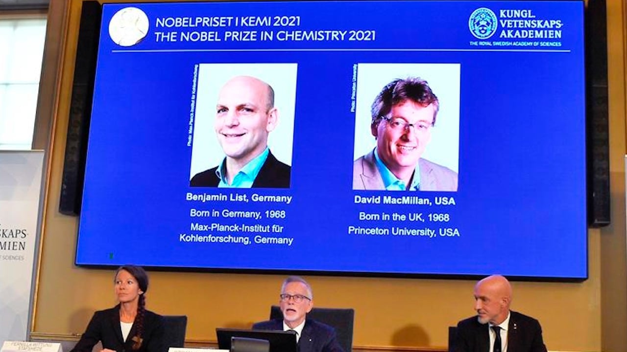 Premio Nobel de Química para David McMillan y Benjamin List por técnica para construir moléculas, la organocatálisis