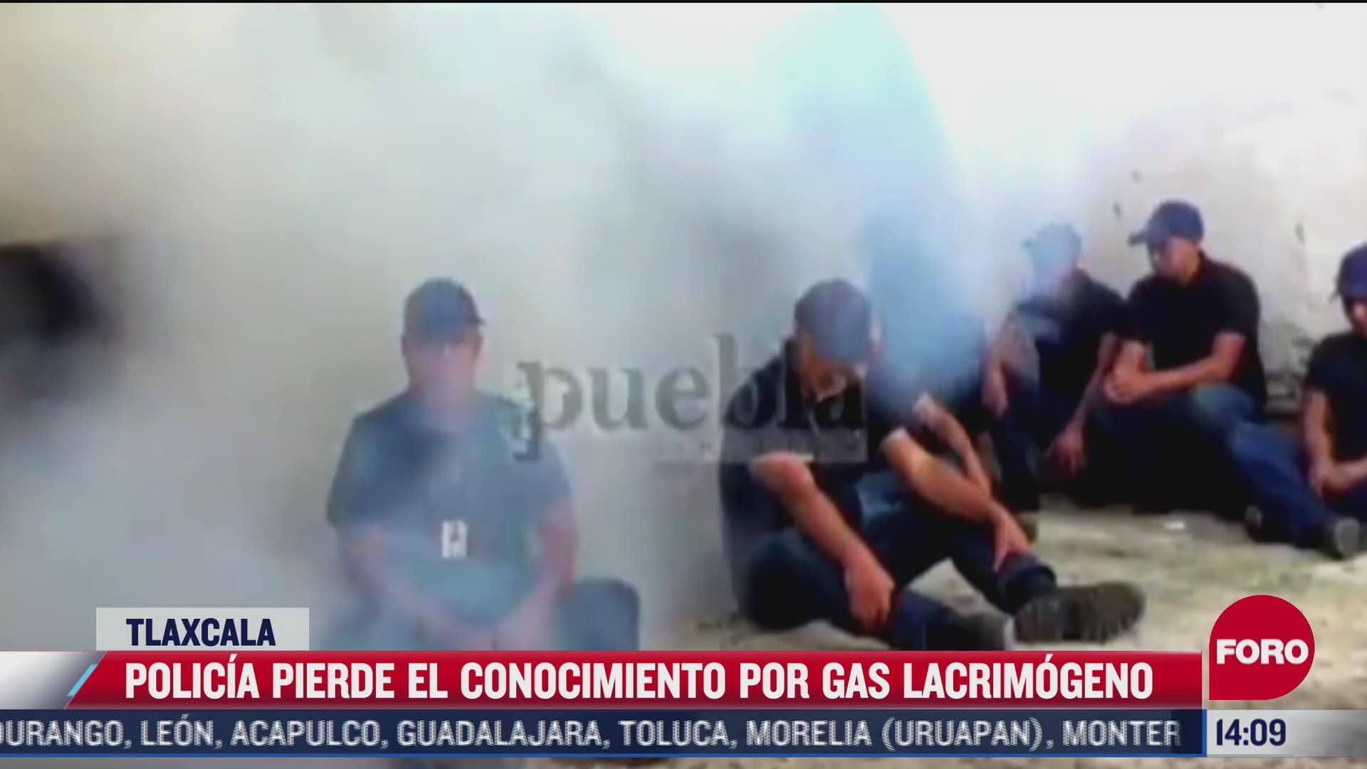 policia se desmaya durante entrenamiento con gas en tlaxcala