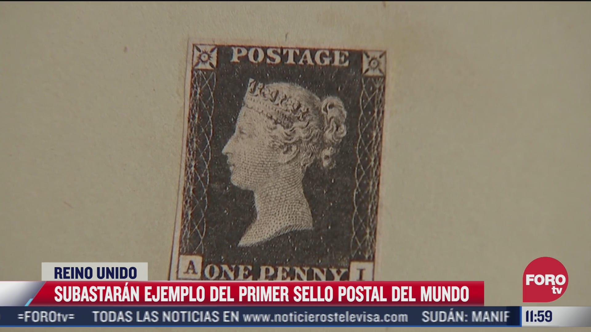 subastaran ejemplo del primer sello postal del mundo