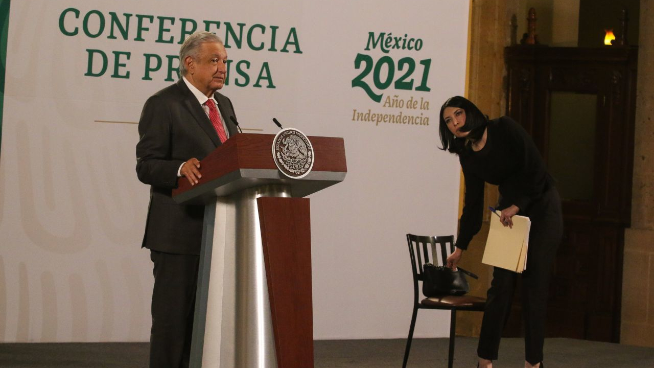 Andrés Manuel López Obrador durante la conferencia matutina en Palacio Nacional.