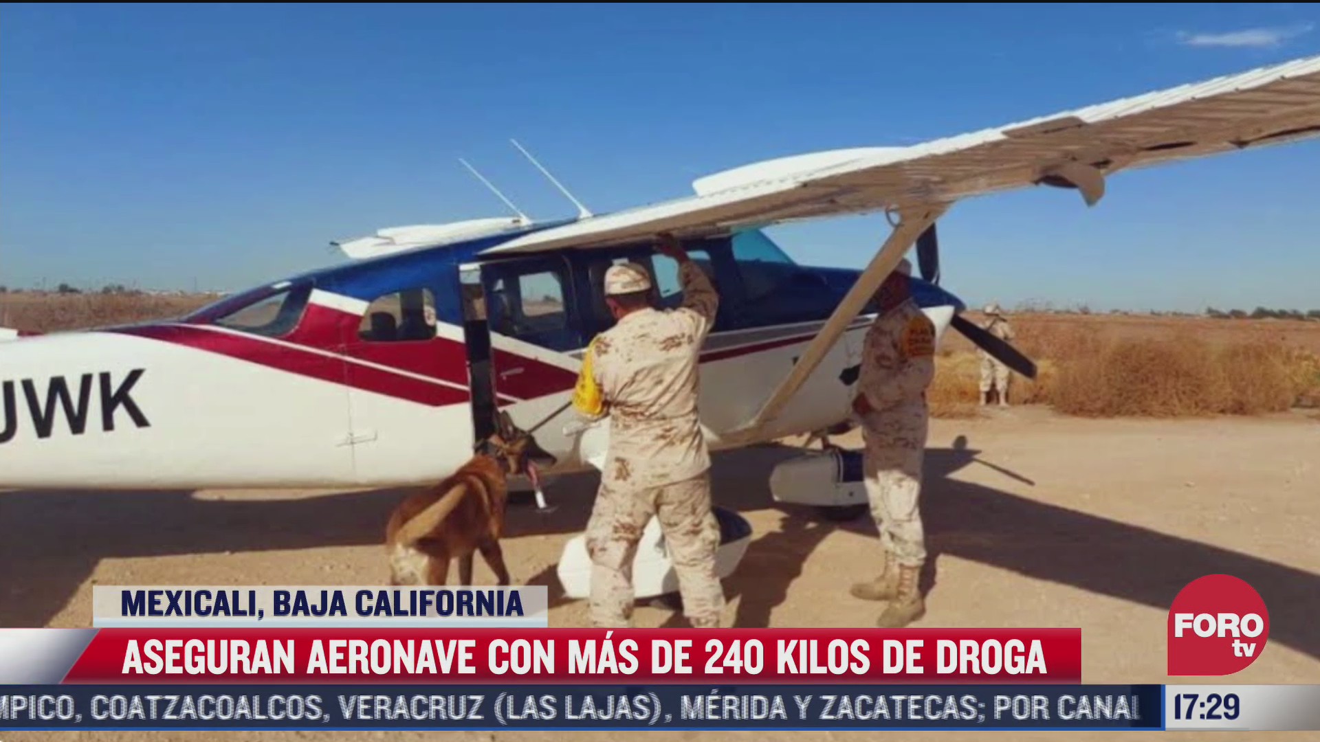 aseguran aeronave con mas de 240 kilos de droga en mexicali bc