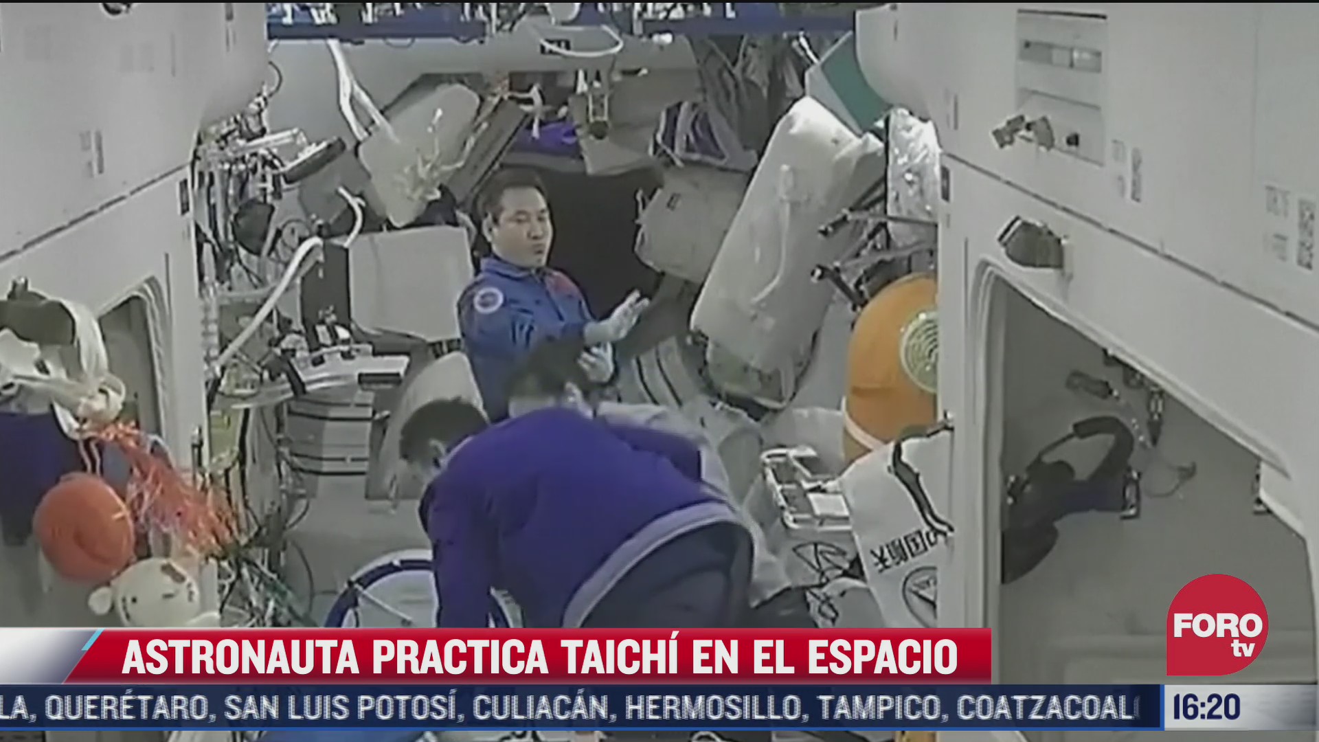 astronauta practica taichi en la estacion espacial de china