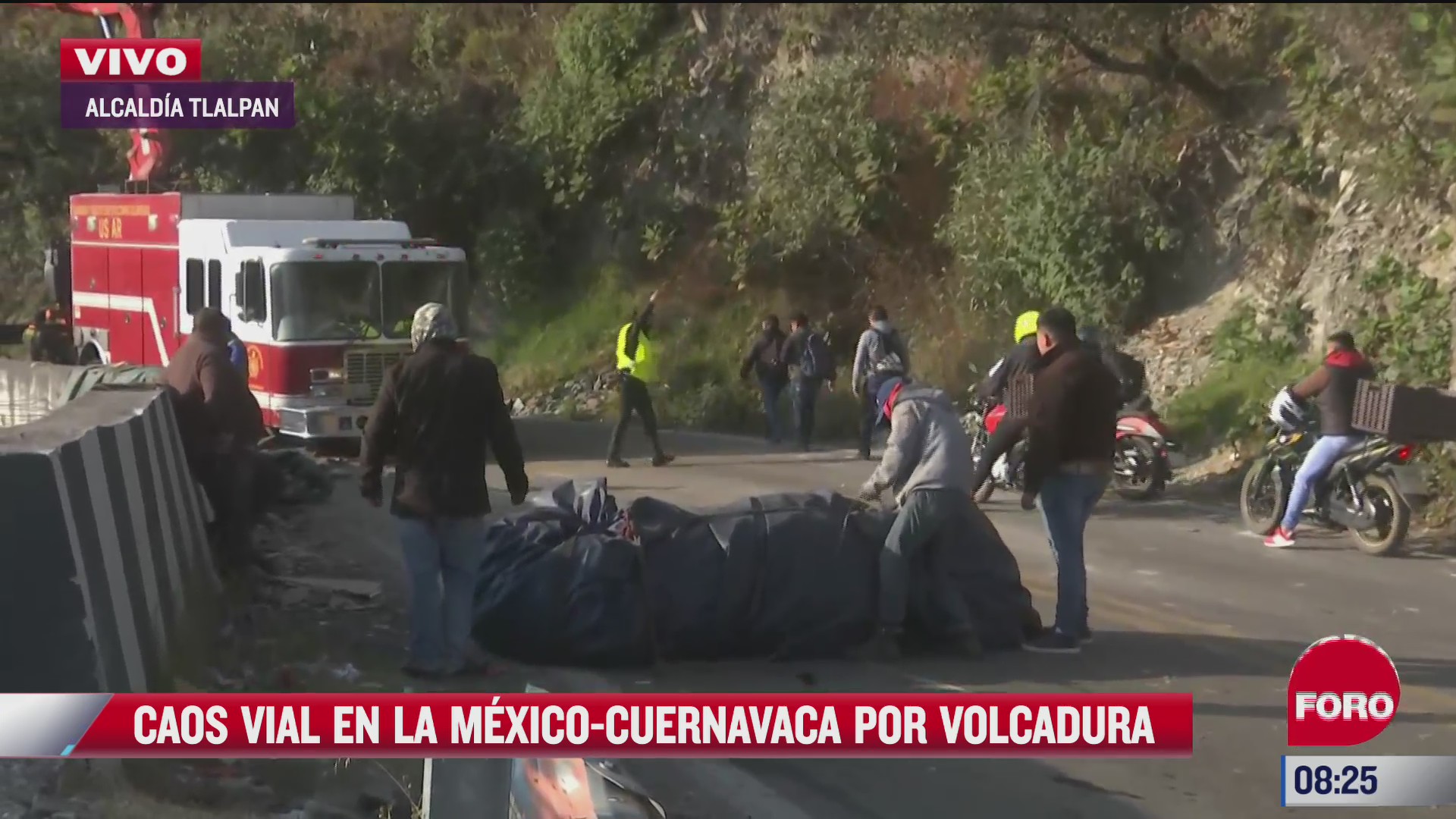 caos vial por volcadura en la mexico cuernavaca