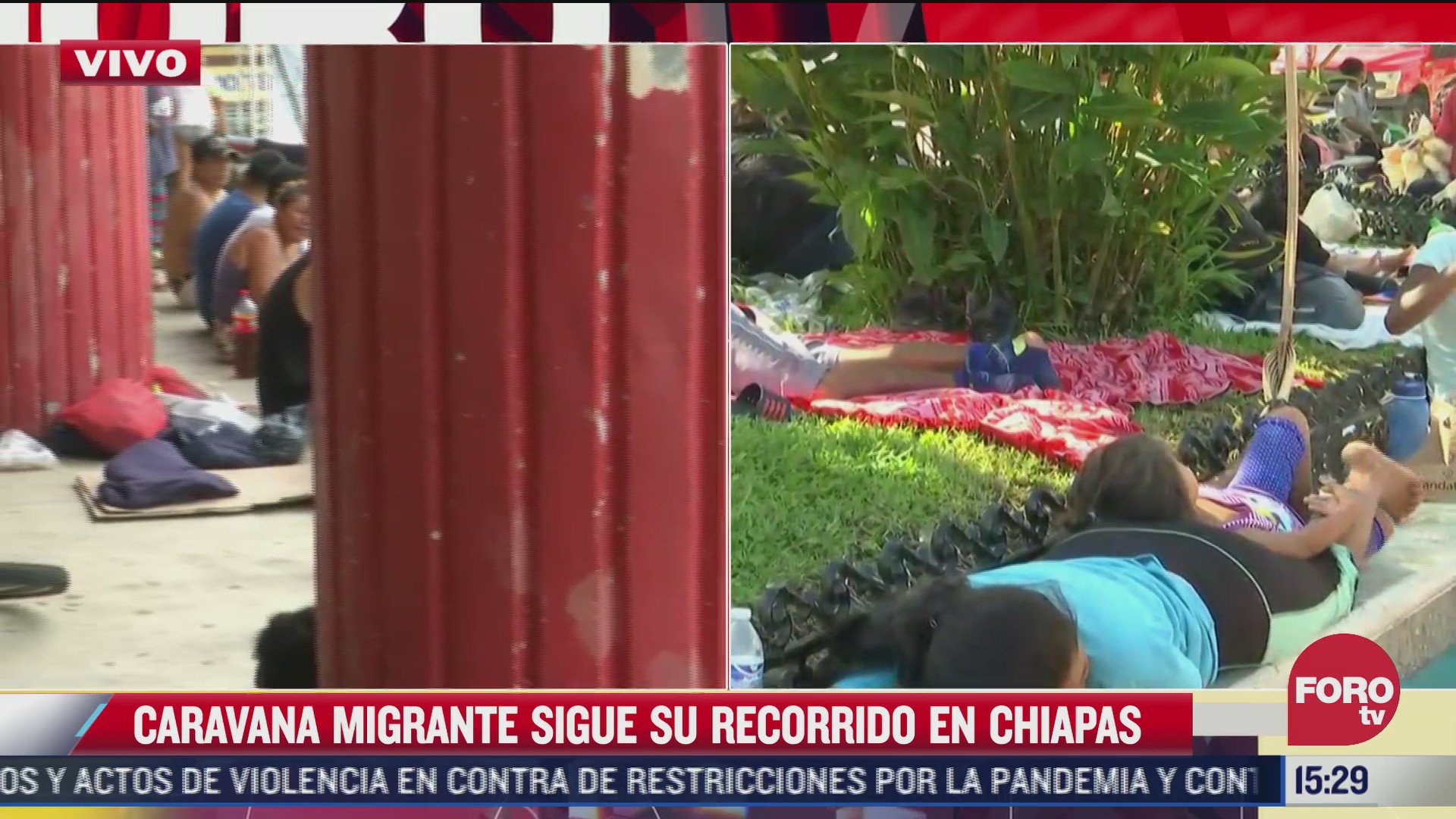 caravana migrante descansa en escuintla chiapas