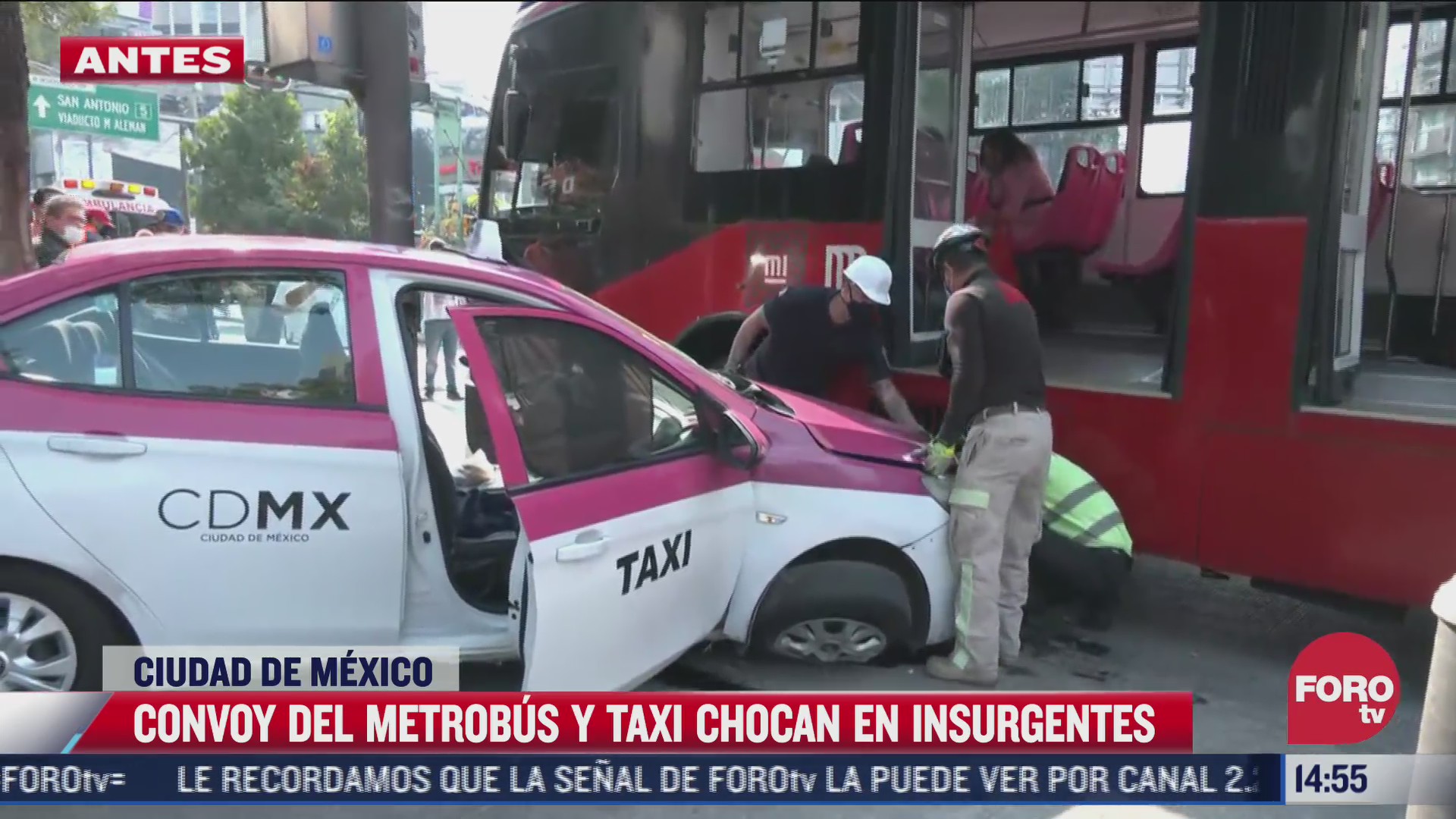 choca metrobus con taxi en insurgentes y eje