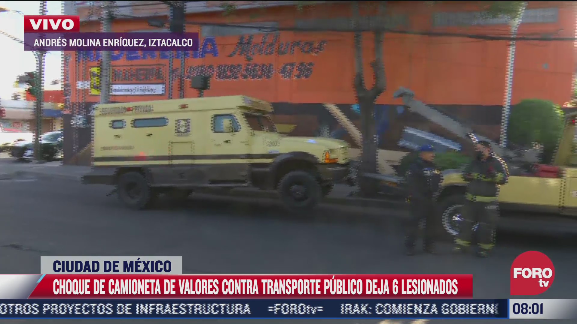 choque entre microbus y camioneta de valores deja 6 lesionados en alcaldia iztacalco