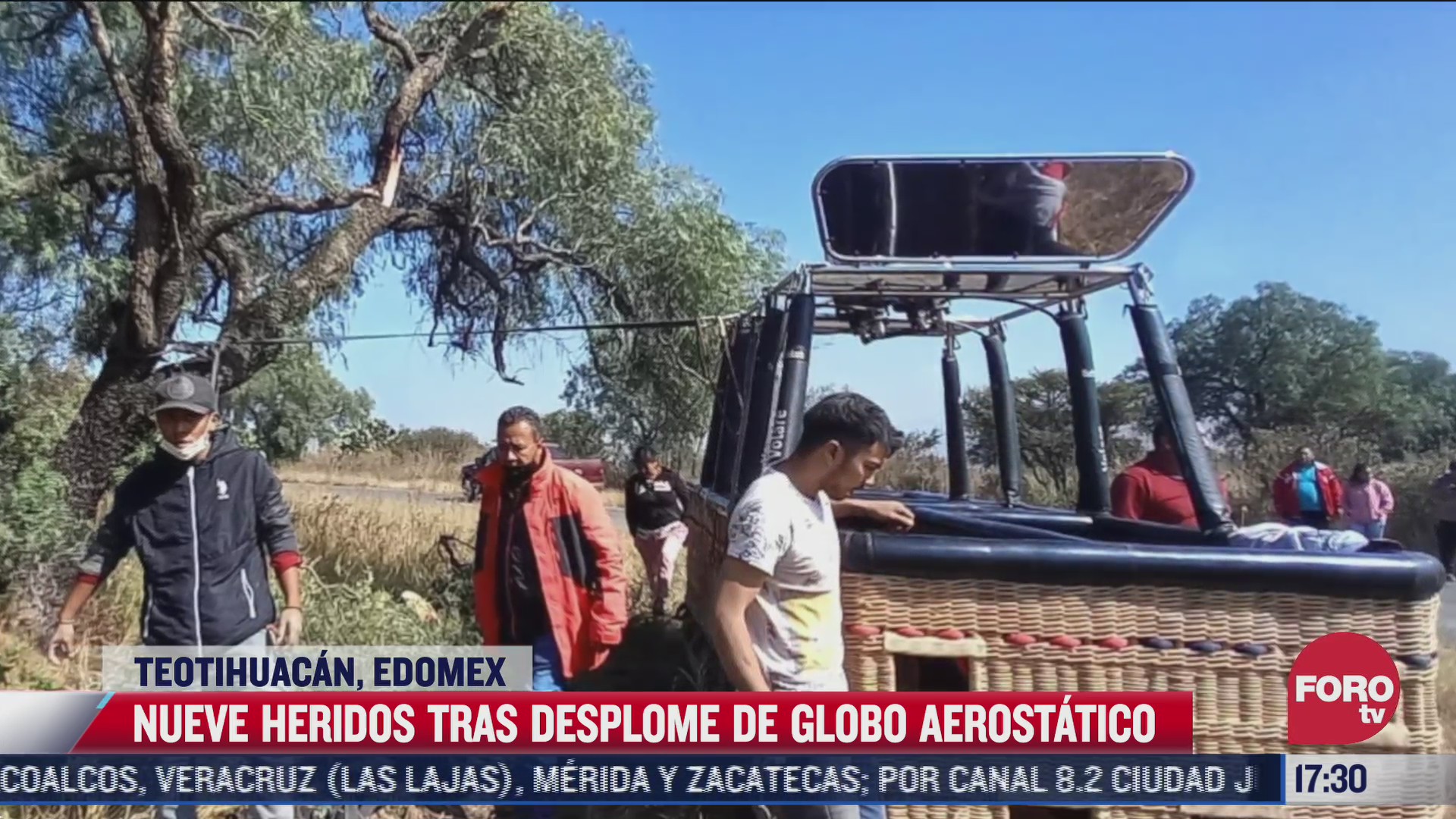 nueve heridos tras desplomarse globo aerostatico en teotihuacan
