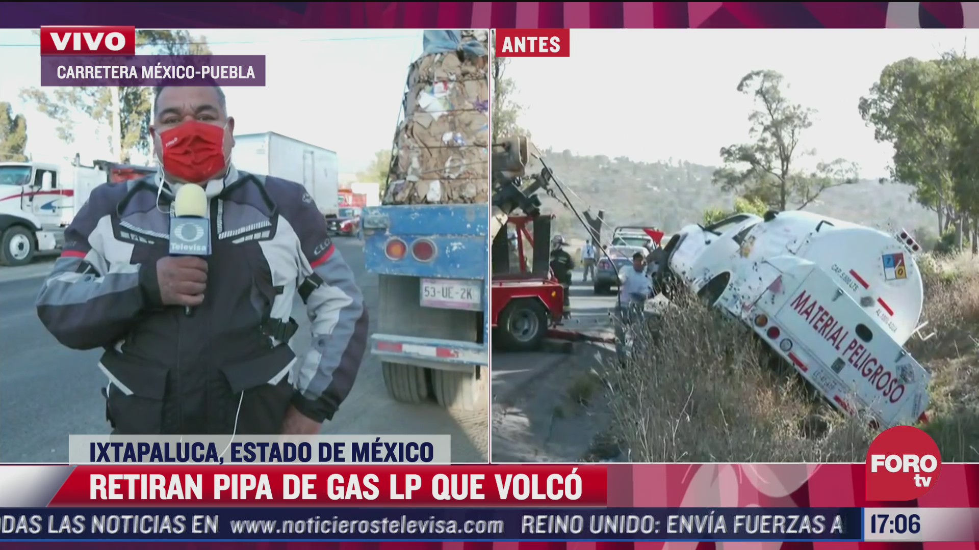 reabren la carretera mexico puebla tras volcadura de pipa de gas