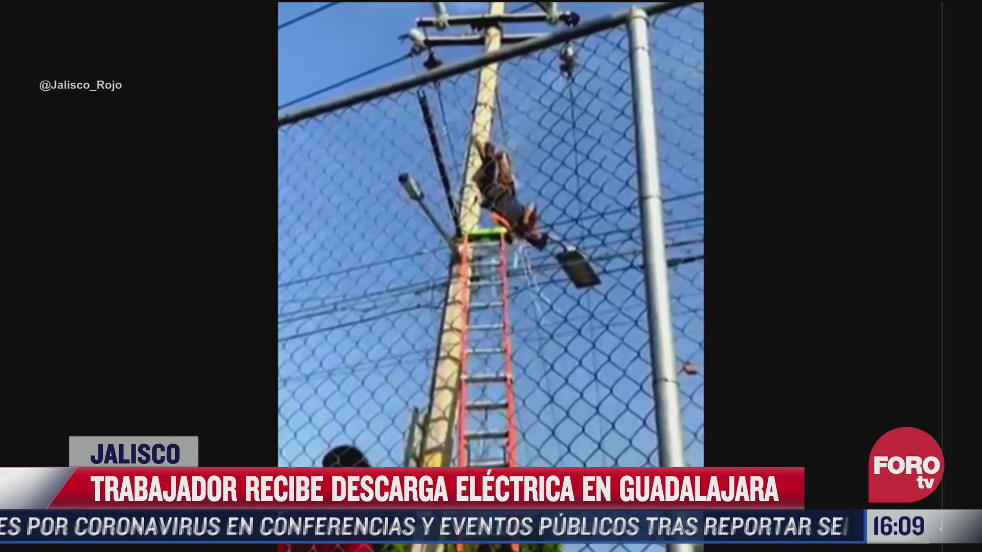 trabajador sufre grave descarga electrica en poste de guadalajara