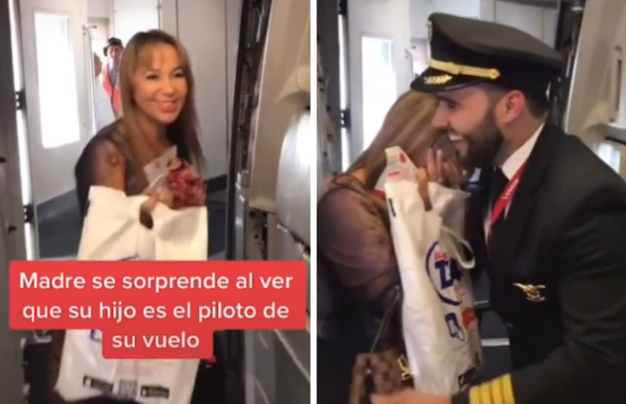 Madre toma avión y descubre que su hijo es el piloto: Video