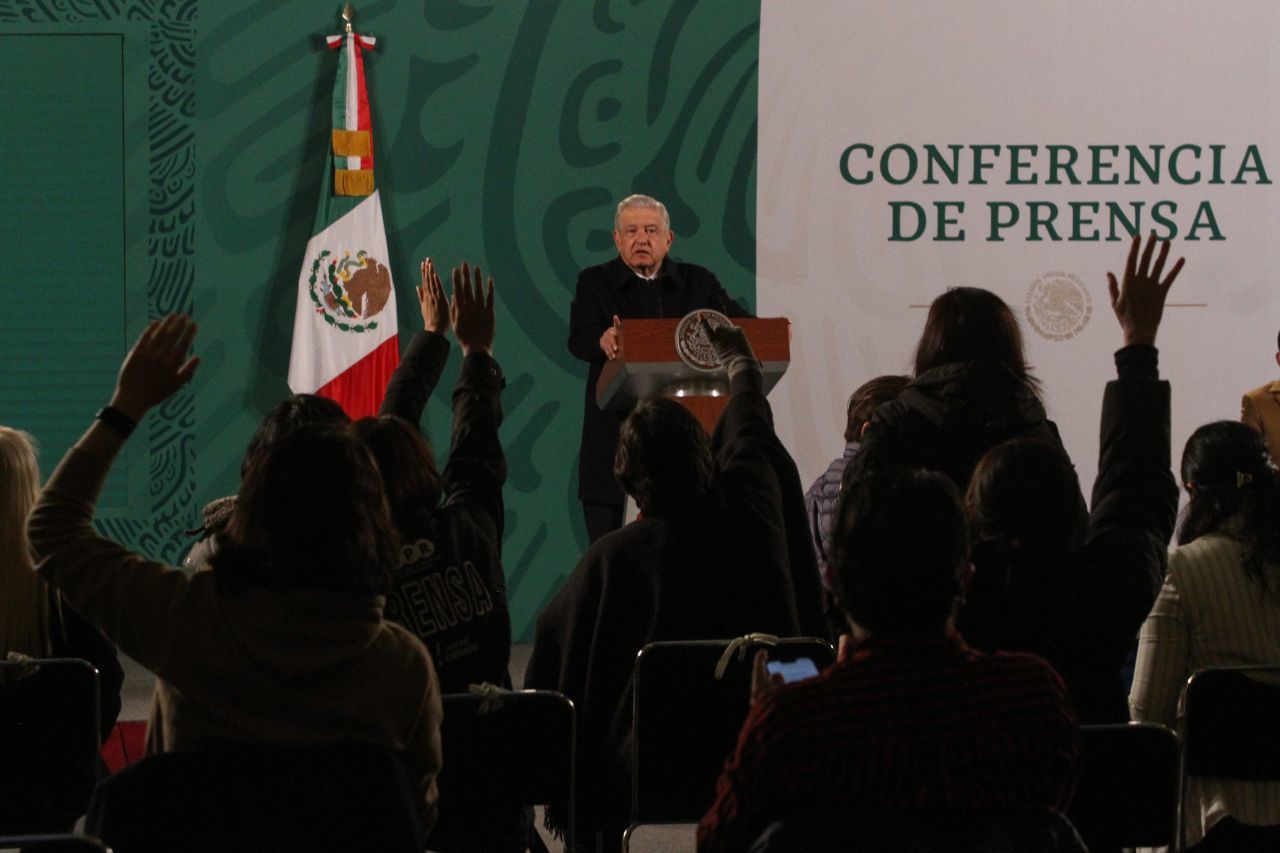 Andrés Manuel López Obrador, durante, la ronda de preguntas y respuestas, en Palacio Nacional.