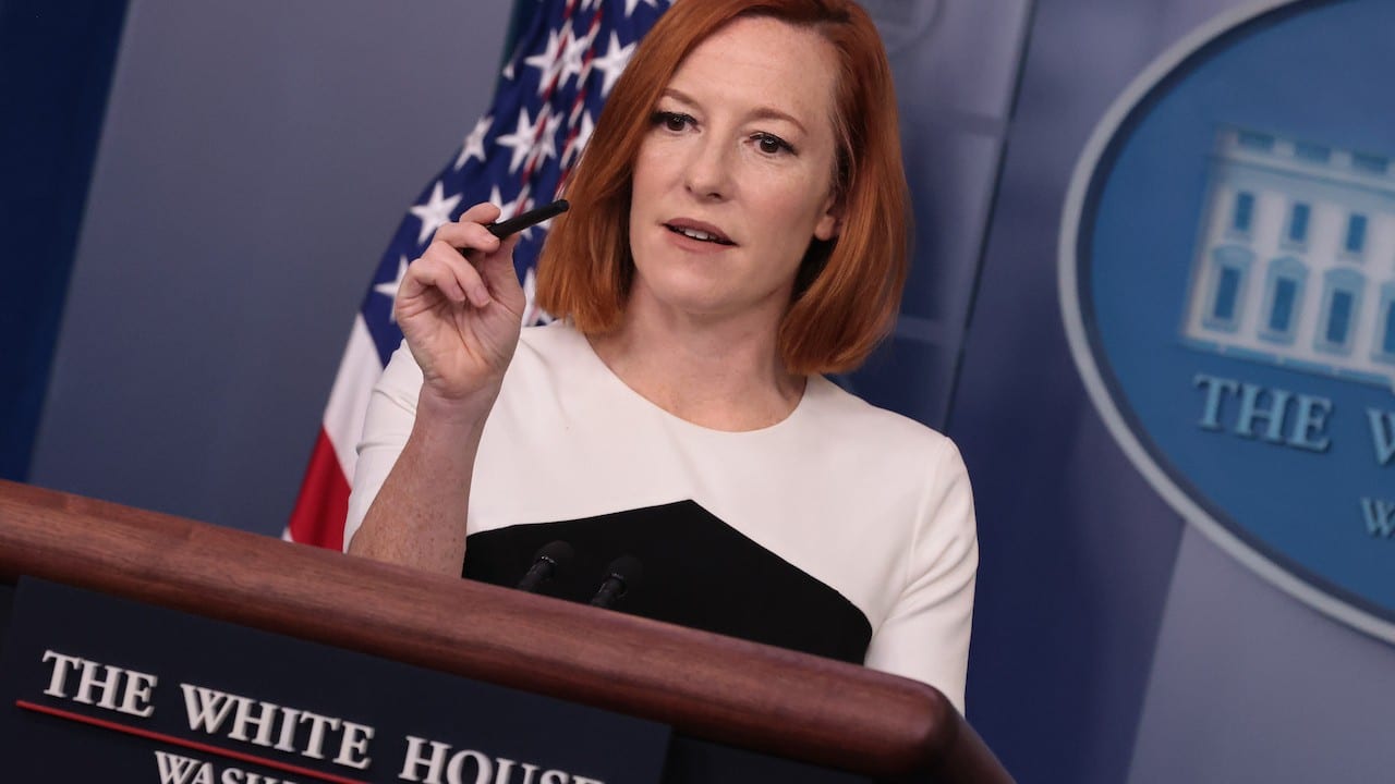 La secretaria de prensa de la Casa Blanca, Jen Psaki, 6 de diciembre de 2021 (Getty Images)