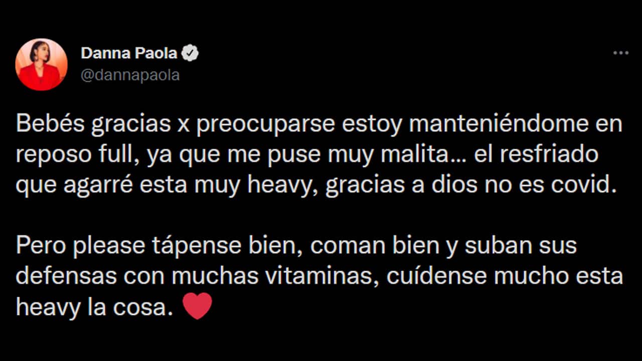 Danna Paola revela su estado de salud en Instagram
