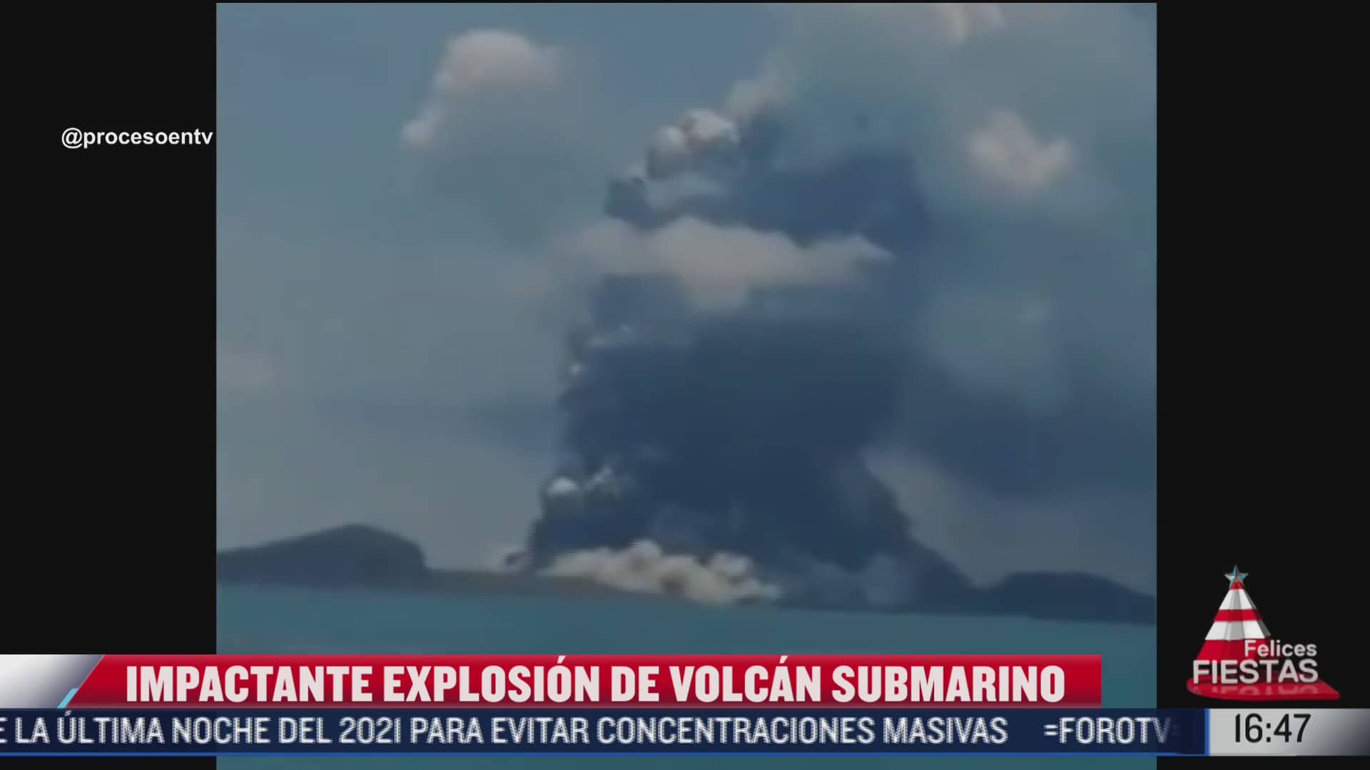el volcan submarino hunga tonga hace erupcion