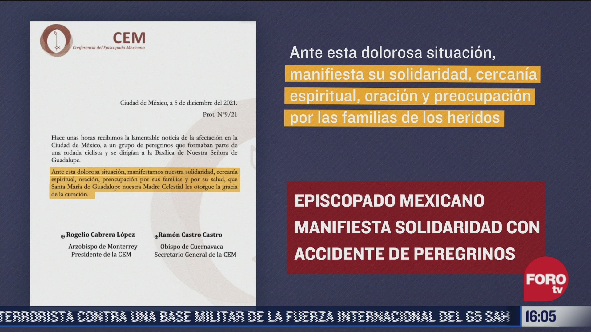 episcopado mexicano lamenta accidente de ciclistas peregrinos en cdmx