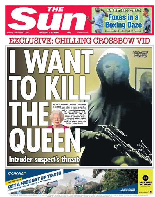 Hombre armado que se infiltró al castillo de Windsor quería 'asesinar a la reina', según un video