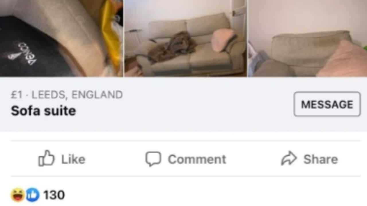 Mujer publica foto de su hijo al intentar vender un sillón en Facebook