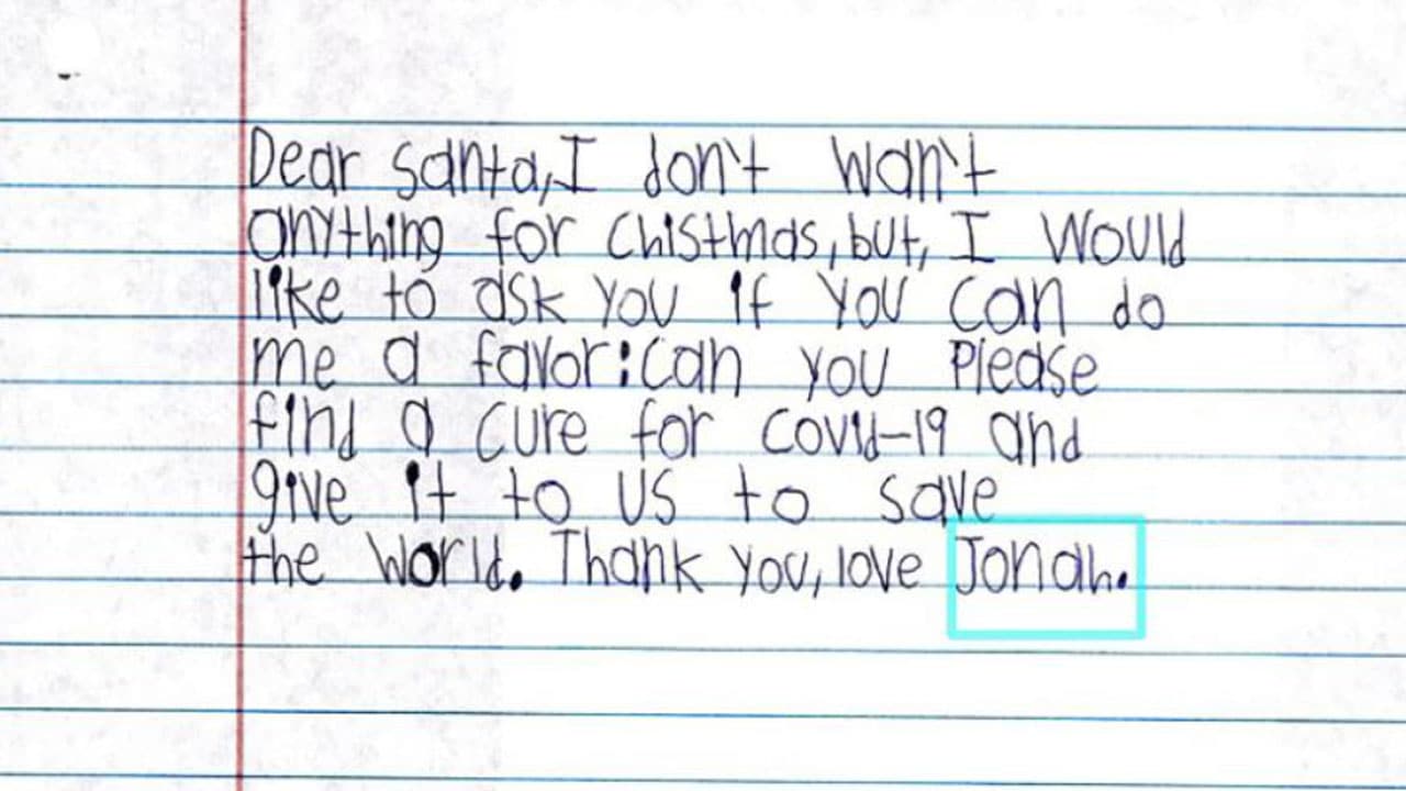 Niño pide a Santa Claus una cura para el covid; carta viral