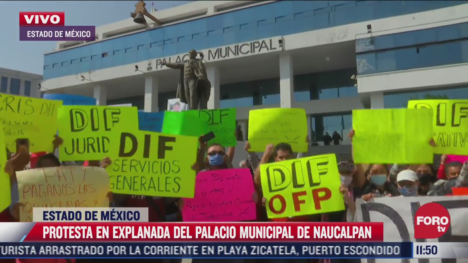 protesta en explanada del palacio municipal de naucalpan estado de mexico