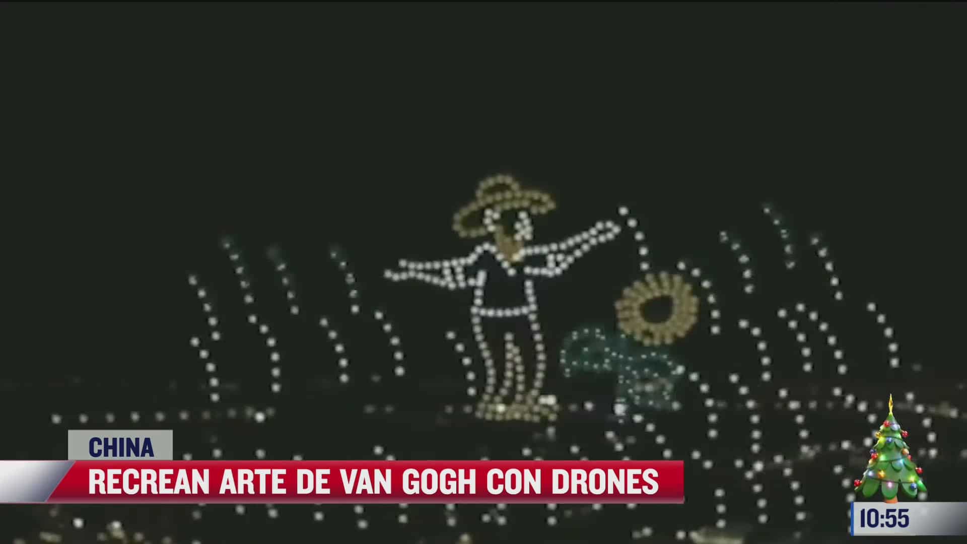 realizan espectacular homenaje a van gogh usando drones en china
