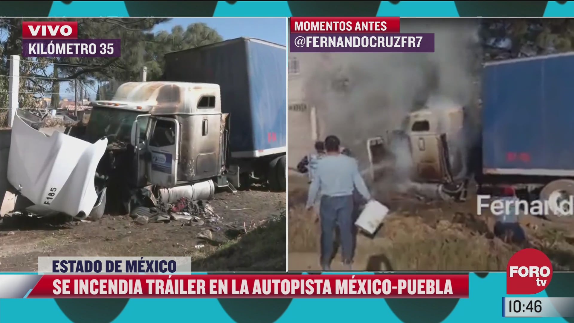 se incendia trailer en la autopista mexico puebla