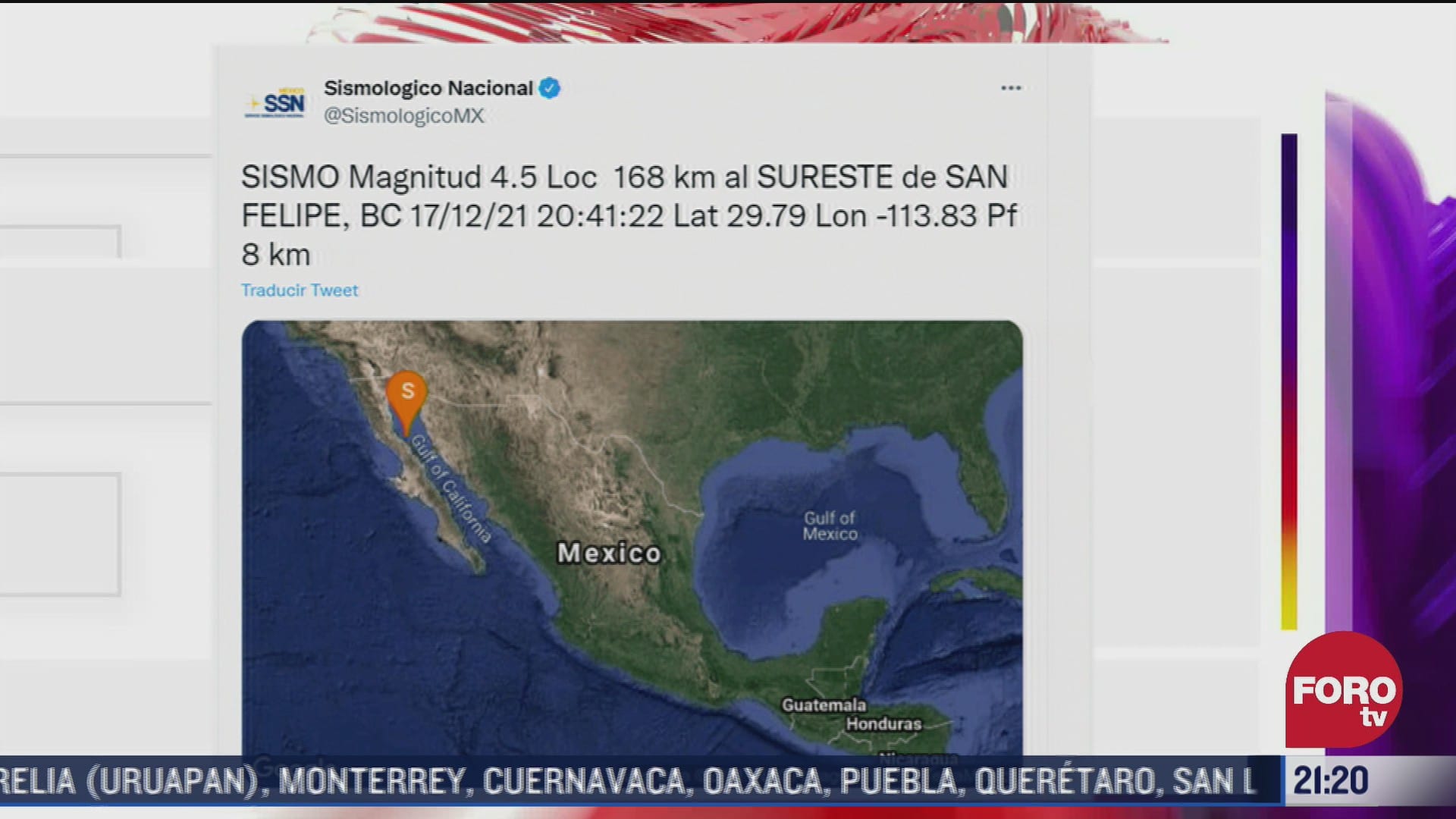 se registra sismo de 4 5 grados en san felipe baja california