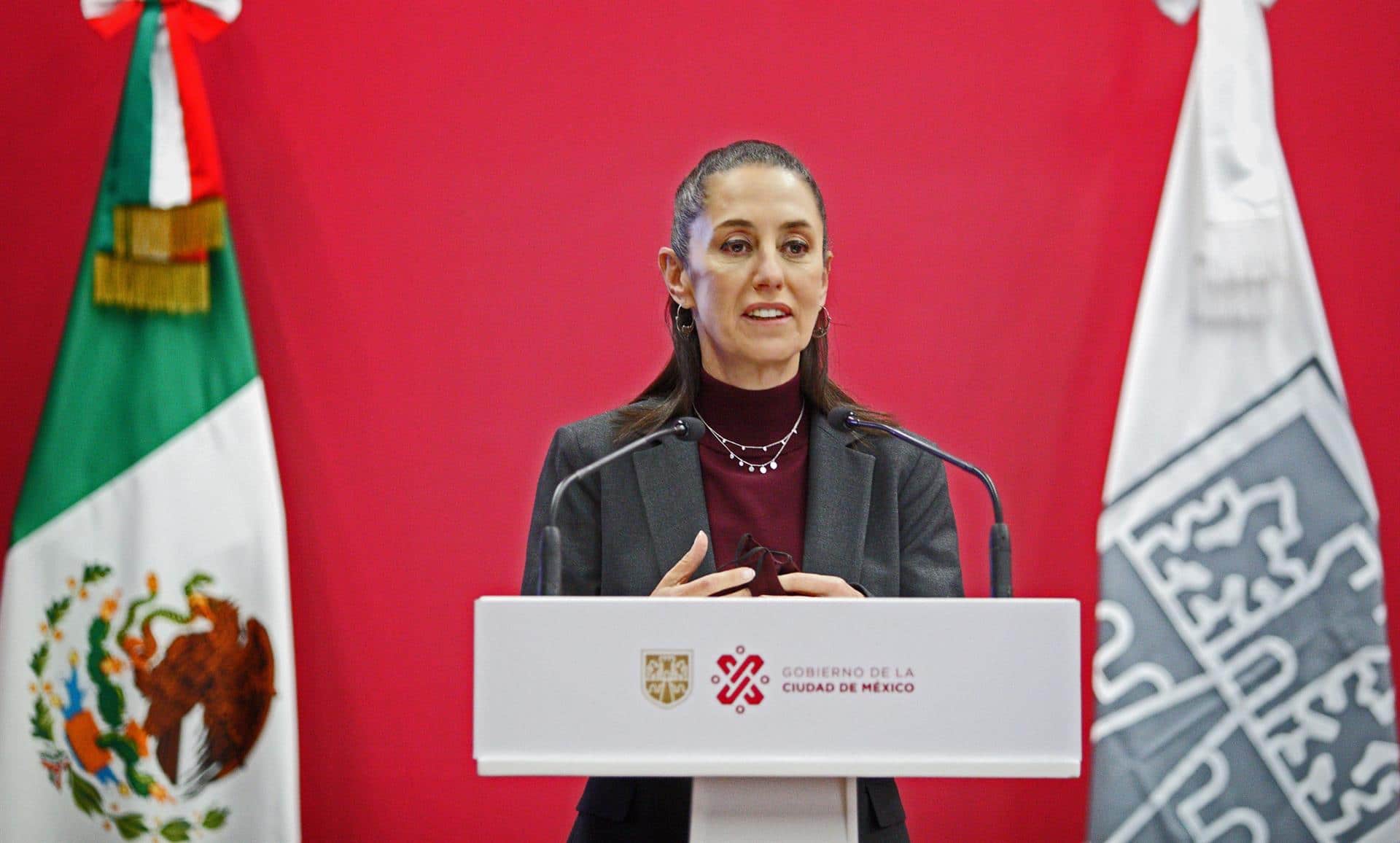 La jefa de gobierno de la CDMX, Claudia Sheinbaum, durante una conferencia de prensa el 13 de diciembre de 2021 (EFE)