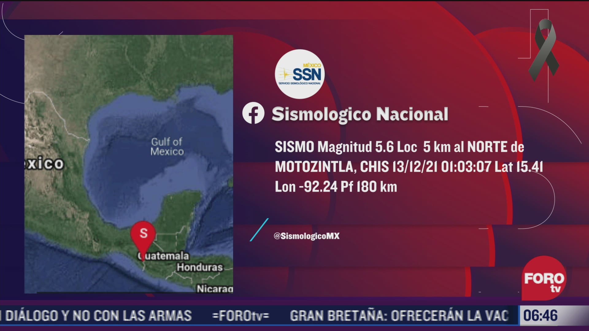Se registra sismo de magnitud 5.6 en Chiapas
