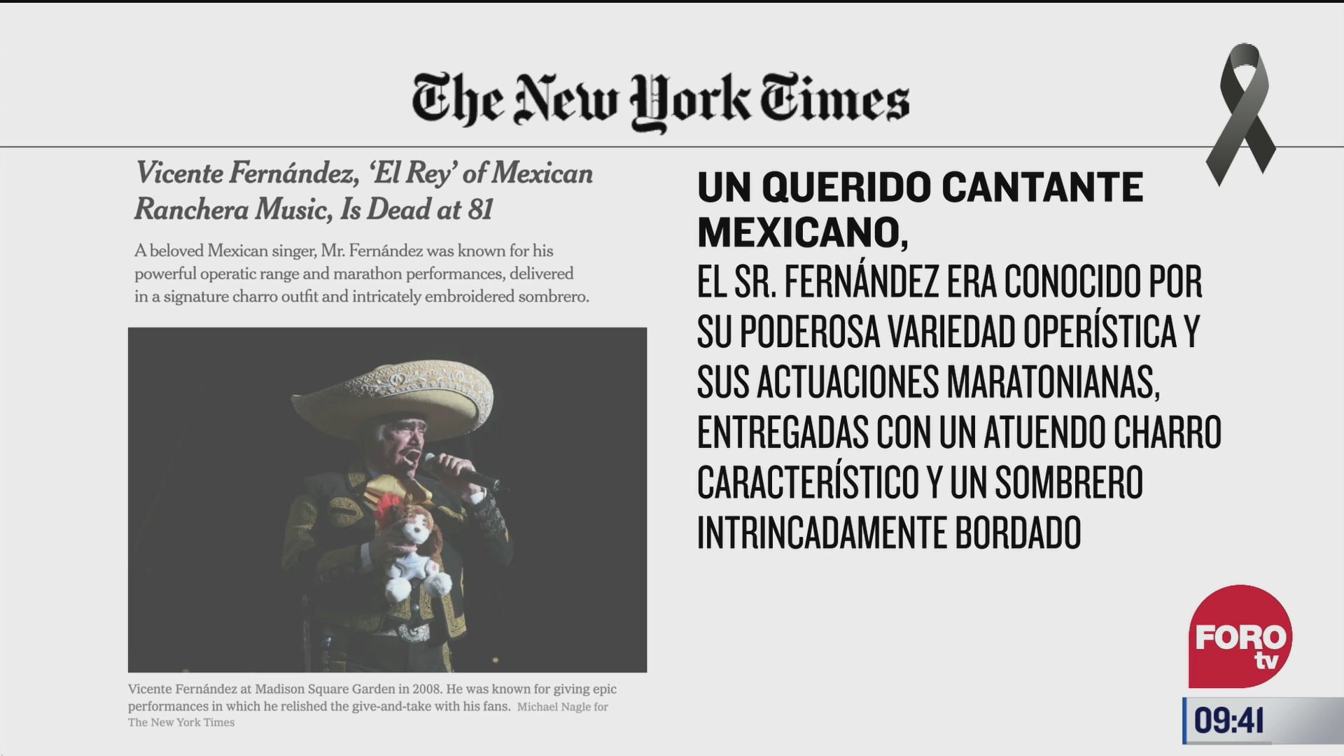 the new york times despide a vicente fernandez